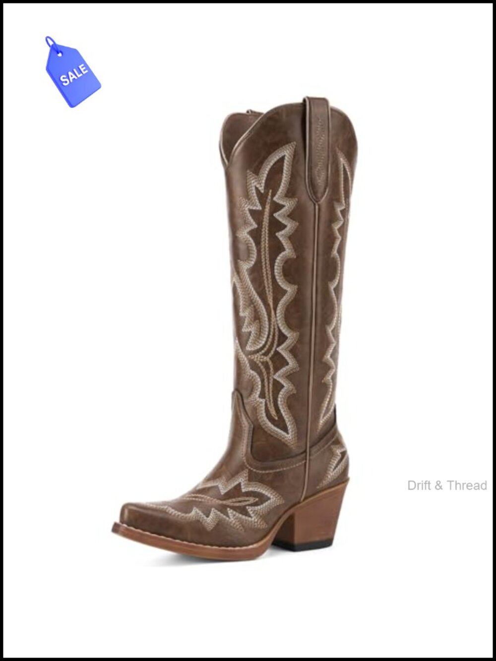 Knee High Western Cowboy Boots Womens Snip Toe PU Leather